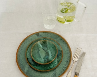 Green Ceramic Plate, Handmade Ceramic Plate, Ceramic Dinner Plate, Dinner Plate, Stoneware Plate, Green Plate