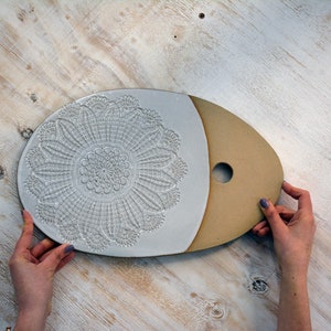 Lace Ceramic Cheeseboard, Handmade Stoneware Platter