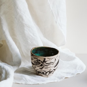 200ml Ceramic Mug, Stoneware Tumbler, Ceramic Cup, Handmade Cup, Tea & Coffee Cup, Dip Bowl, Green Cup