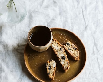 Handmade Stoneware Tapas Plate - Honey Glaze Ceramic Serving Plate