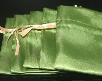 20pcs Green Silk Bags, Silk Jewelry Pouch, Satin Patterns Gift Bag, Wedding Favor Bag, Wedding Jewelry Bags, Gift Bags