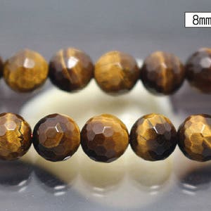 8mm Natural Yellow Tigereye Gemstone Faceted Round Beads, 15&#39;&#39; one strand,HZ0321
