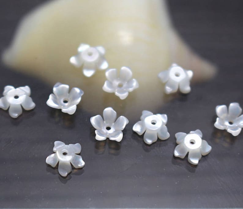 6mm Natural White MOP Shell Flower BeadsWhite Shell beads Etsy