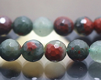African Bloodstone beads, 128 Faceted Round Beads, 15 inch per strand ( 6 mm 8mm 10mm 12mm ),HZ0594