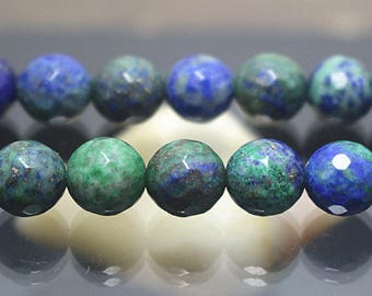 Faceted Chrysocolla Gemstone Round Beads, Gemstone beads, 128 Faceted round beads, 15 inch per strand ( 6 mm 8mm 10mm 12mm ),HZ0577