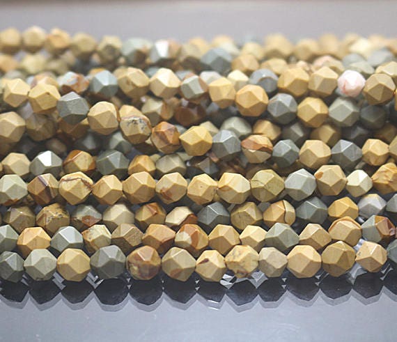Wildhorse Jasper Beads, Star Cut Faceted Nugget Beads, 15