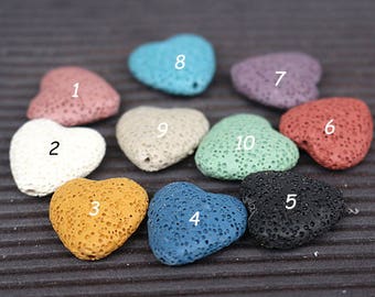 11 Colors, Lava beads, Heart shape lave beads, natural lava stone,15 inch strands 20mm 28mm,HZ0263