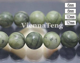 Green Jasper, Smooth Round Beads, 15 Inch Full Strand ( 6 Mm