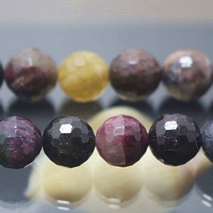 Natural Faceted Tourmaline beads, 128 Faceted Tourmaline beads, Multicolor Tourmaline Beads, 15 inches per strand 4mm 6mm 8mm 10mm,HZ0360