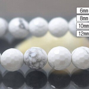 6-12mm White Howlite Gemstone 128 Faceted Round Beads, 15&#39;&#39; one strand ( 6 mm 8mm 10mm 12mm ),HZ0586