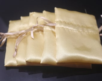 20pcs Yellow Silk Bags, Silk Jewelry Pouch, Satin Patterns Gift Bag, Wedding Favor Bag, Wedding Jewelry Bags, Gift Bags