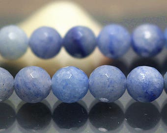 Natural Blue Aventurine beads, 128 Faceted Round Beads, Natural stone beads, 4mm 6mm 8mm 10mm 12mm 14mm 15",HZ0575