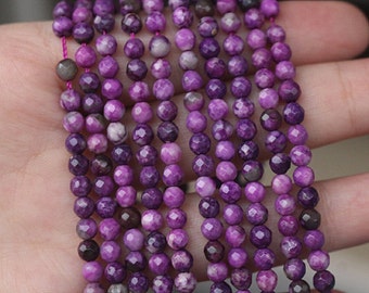 4mm Dyed Charoite, Faceted Round Beads, 15 Inch Full Strand,HZ0513