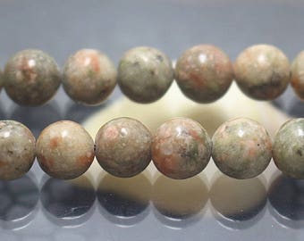 Natural Chinese Unakite beads 4-12mm, smooth round loose beads, 15 inch per strand 4mm 6mm 8mm 10mm 12mm