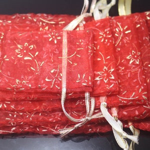 20PCS Red Drawstring Bags, Wedding Gift Packaging Bags, Jewelry Party Bags, gift packaging