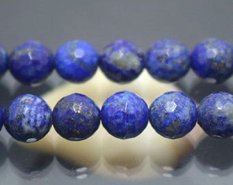 Natural Lapis Lazuli, 128 Faceted round beads, 15'' one strand ( 4mm 6 mm 8mm 10mm 12mm ),HZ0464