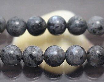 Natural Black Labradorite, Smooth Round Beads, 15 Inch Full Strand ( 6 mm 8mm 10mm 12mm 14mm )