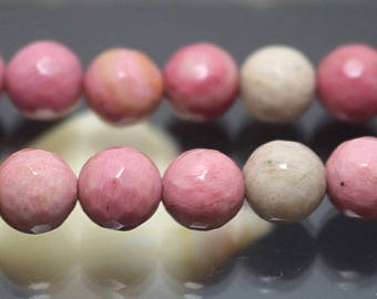 Perles roses naturelles de rhodonite, 128 perles rondes facetées, perles naturelles, perles de Rhodochrosite, 4mm 6mm 8mm 10mm 12mm 15,"HZ0146