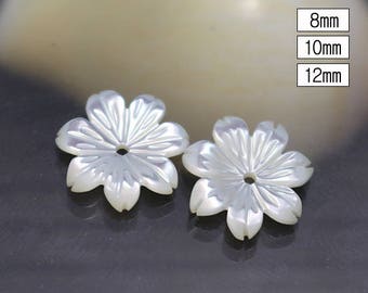 Natural White MOP Shell Flower Beads,White Shell 8 mm 10mm 12mm beads, HZ0044