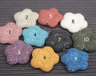 11 Colors, Lava beads, flower shape lave beads, natural lava stone,15 inch strands 25x25mm