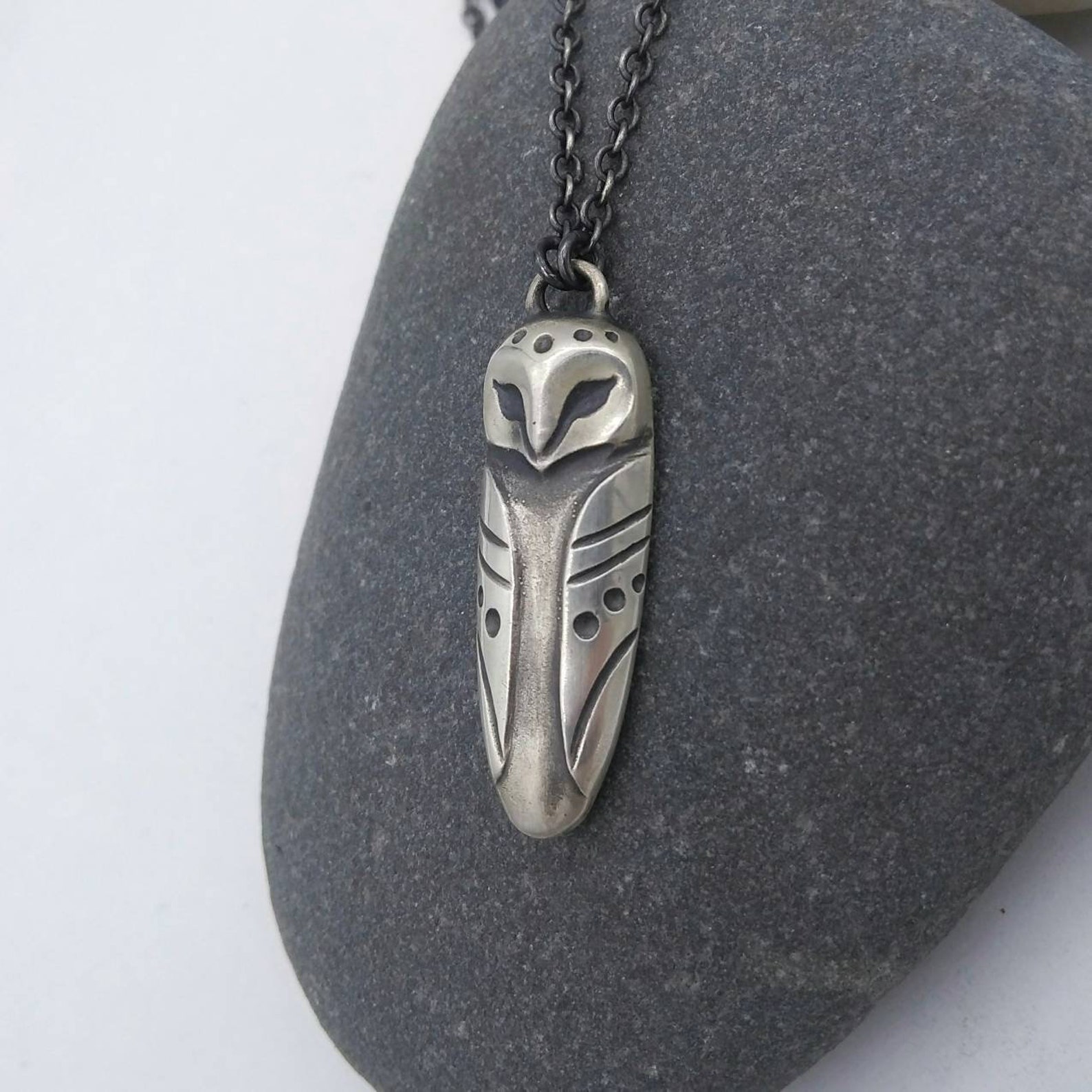 Owl Necklace / Sterling Silver Owl Pendant / Barned Owl / Gift - Etsy