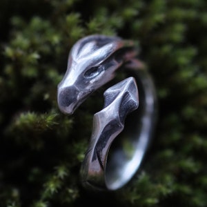 Bague dragon / Bague en argent sterling ouverte / Totem dragon