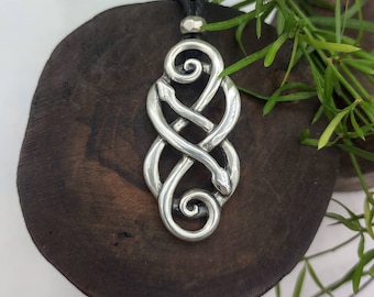 Infinity Snake Necklace in Sterling Silver / Auryn Snakes Pendant / Celtic Knot Norse Jewelry for Men and Women