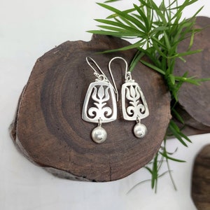 Tulip Earrings Sterling Silver / Symbol of Love, Rebirth and New Beginnings / Hungarian Folk Art Lightweight Earrings