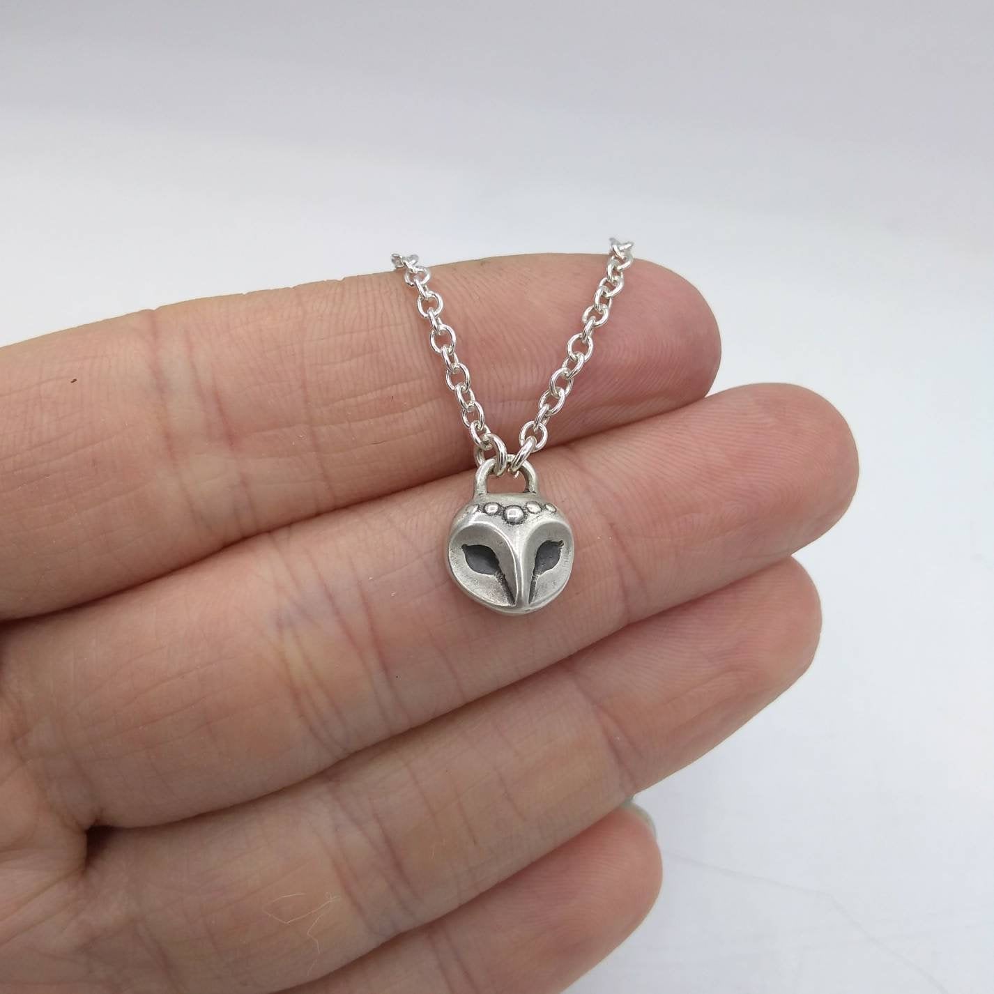 Dainty Sterling Silver Owl Necklace - Handmade Wisdom Pendant