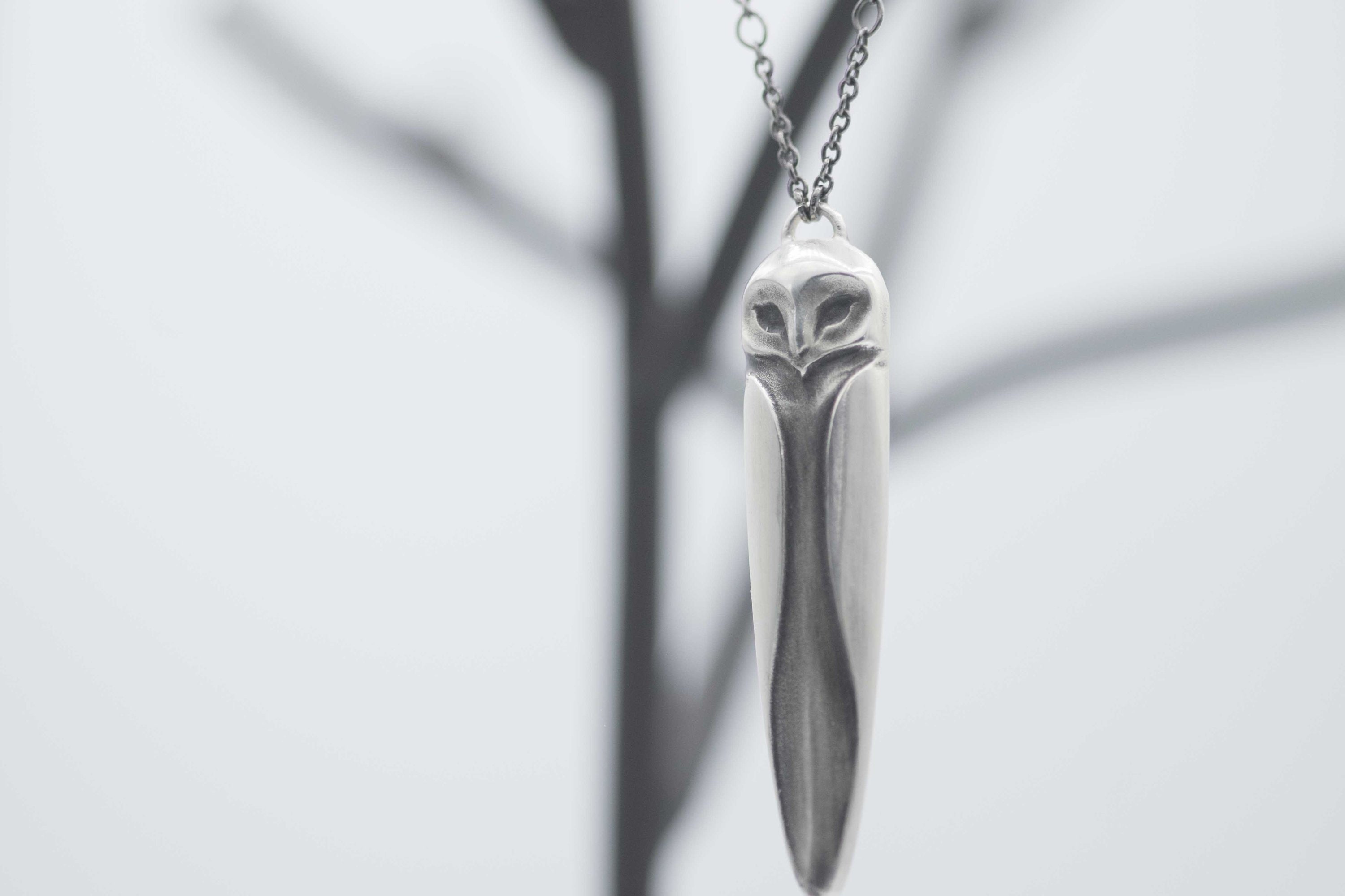 Owl Necklace / Sterling Silver Owl Pendant / Snowy Owl / Barn Owl / G…