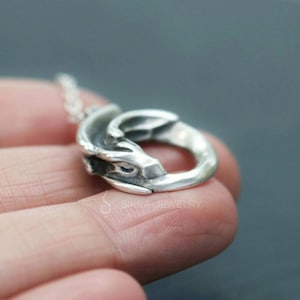 Sleeping Dragon Sterling Silver Pendant Necklace / Curled up Dragon / Magical Protector image 1