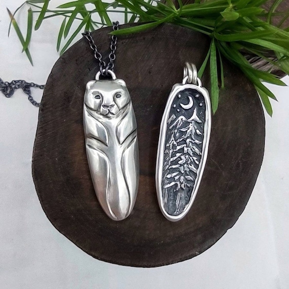 Sterling Silver Cresent Moon Forest Tree Pendant Sterling Silver Cresent Moon Forest Tree Pendant