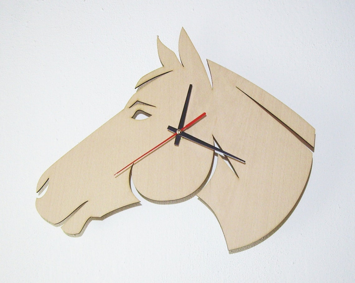 Wooden wall clock Horse head Etsy
