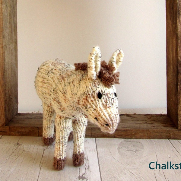 Hand Knitted Dappled Donkey: Christmas Nativity Decoration