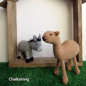 Hand Knitted Donkey and Camel: Nativity Set Christmas Decoration