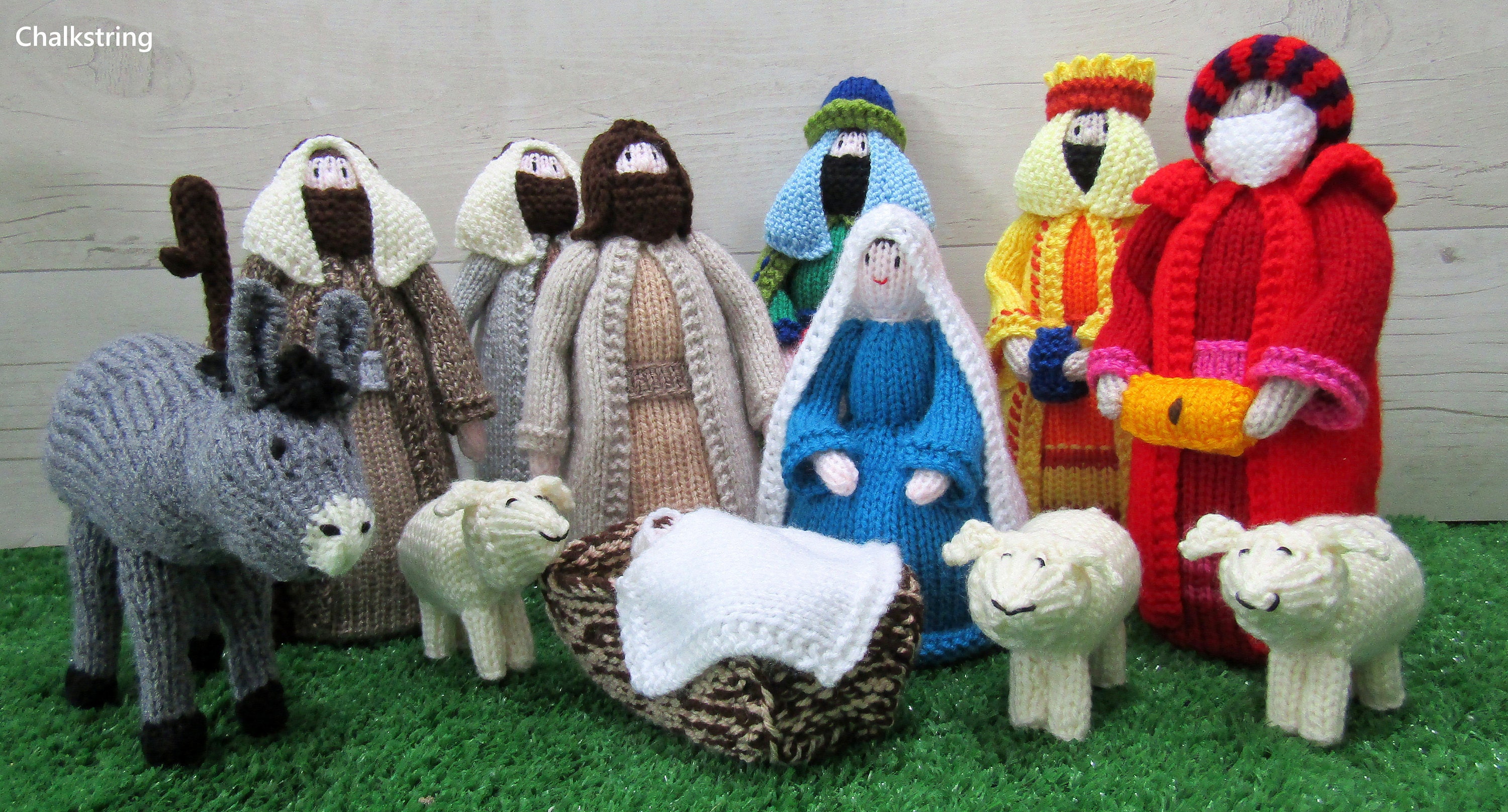 Hand knitted nativity set including donkey Christmas scene Etsy