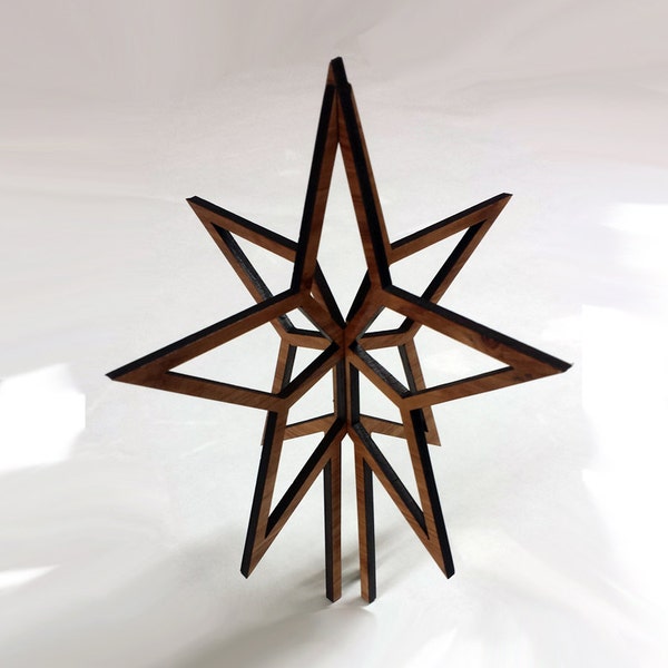 Christmas tree topper natural Oak star.