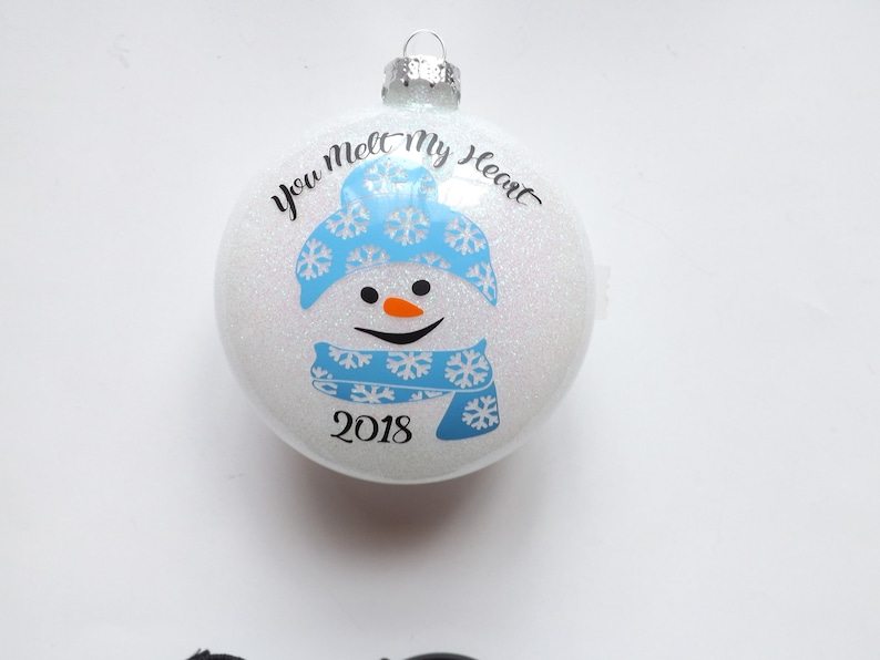 Snowman glass glittered ornament-Christmas gift-Holiday gift-Personalized ornament-personalized gifts-gifts-neighbor gift-teacher gift