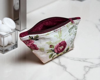 Rose Patterned Bag-cosmetic bag-toiletry storage bag-travel bag-zipper pouch