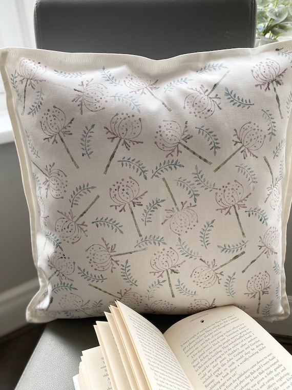 Blockprinted Botanical Cushion Cover: 100% Cotton Home Decor