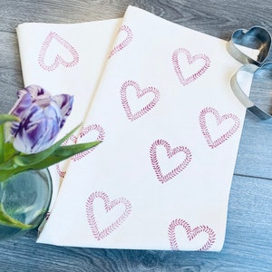 Vine Heart Organic Cotton Hand Printed Tea Towel Vintage Design/Birthday Gift/Anniversary/Housewarming Gift/Thanksgiving Gift