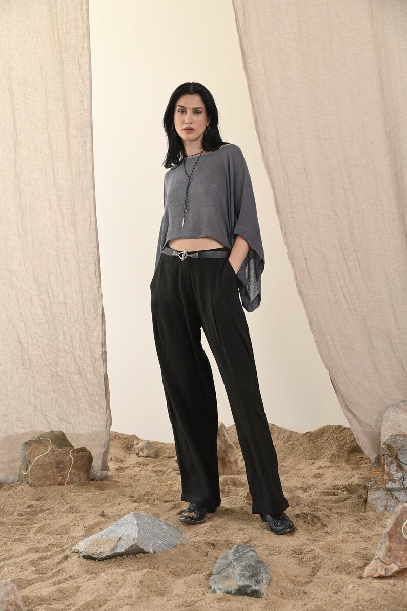 Norah Pants Noir Weiche, bequeme und coole Hose aus Rohseide Bild 5