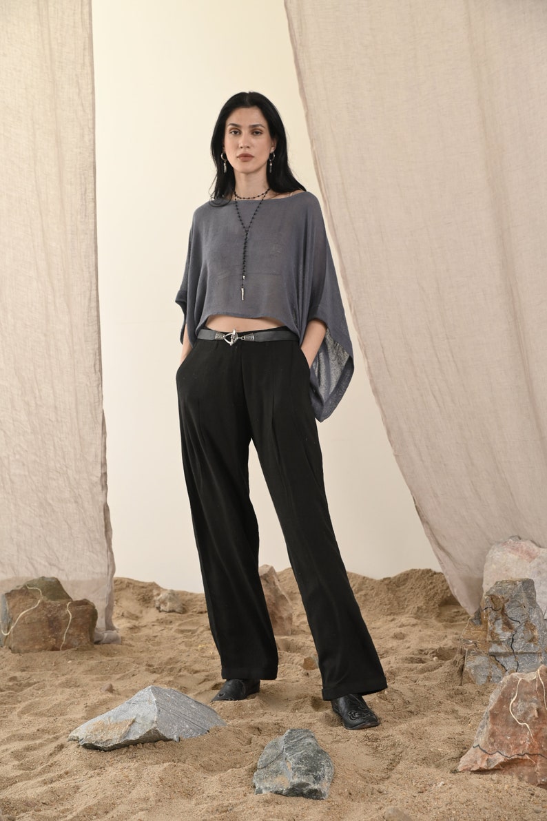 Norah Pants Noir Weiche, bequeme und coole Hose aus Rohseide Bild 1