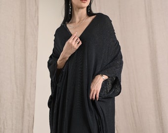 JARA KAFTAN - Noir - Boho silk kaftan⋄ Cocktail dress⋄ Elegant chic dress