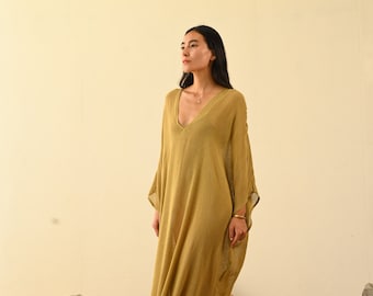 JARA KAFTAN - Dark Gold - Boho silk kaftan⋄ Cocktail dress⋄ Elegant chic dress