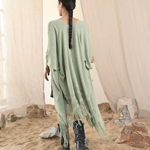 Ace Of Wind Cape - Aqua, hand loomed natural throw over, rawsilk fashion cape, Boho casual chic lightweight jacket,fresh tone