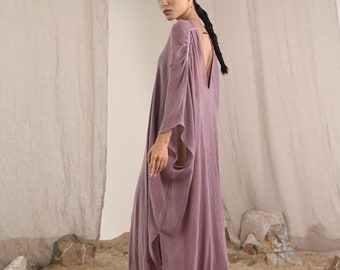 JARA KAFTAN - Lilac - Boho silk kaftan⋄ Cocktail dress⋄ Elegant chic dress, boho chic kaftan