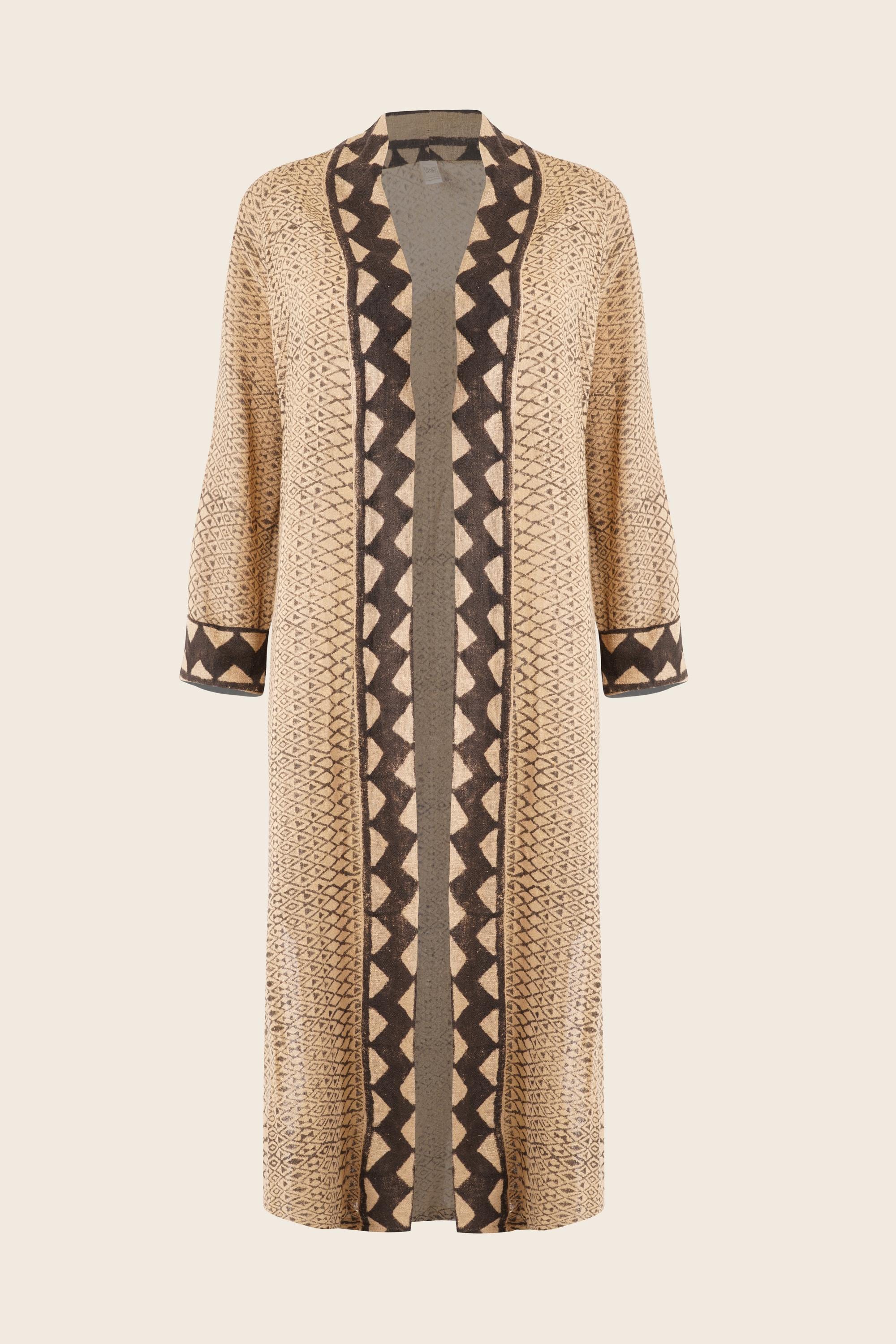 COCOON JACKET - Black +taupe ⋄ Raw Silk Duster⋄robe Boheme Chic⋄ Block ...
