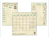 Love Birds Mint Trim Family Command Center, Dry Erase Calendar, Fridge Calendar, Family Calendar by busybeetime
