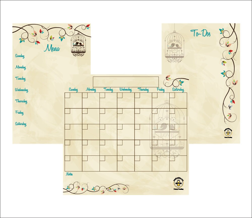 family calendar set love birds dry erase calendar menu
